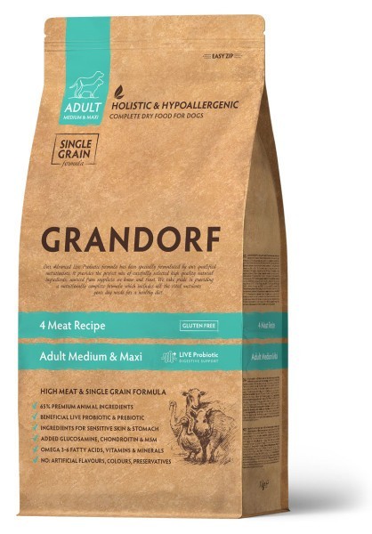   Grandorf Dog 4 Meat Probiotic Adult Medium & Maxi 10   