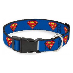 Buckle-Down ошейник "Супермен" синий цвет с пластиковой застёжкой 23-38 см