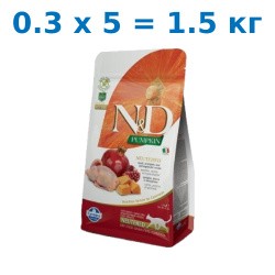 Сухой корм Farmina N&D GF Pumpkin Cat Quail & Pomegranate Neutered 1,5 кг (0,3 кг x 5) для кошек
