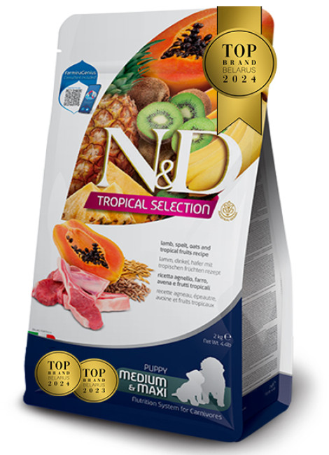   Farmina N&D Tropical Selection Dog Lamb Spelt Oats And Tropical Fruits Puppy Medium/Maxi 10 kg