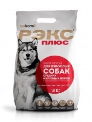 Рэкс корм сухой для взрослых собак средних и крупных пород с повышенной активностью 15 кг