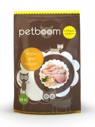 Petboom корм сухой для взрослых кошек с птицей и рисом 10 кг