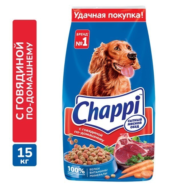 Сухой корм Chappi для взрослых собак всех пород Говядина по-домашнему 15 кг