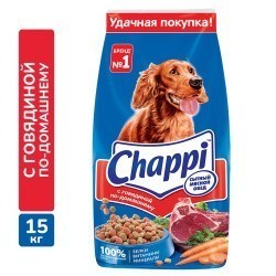 Сухой корм Chappi для взрослых собак всех пород Говядина по-домашнему 15 кг