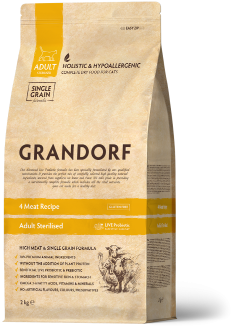  Grandorf Cat 4 Meat & Brown Rice Probiotic Sterilised 2   