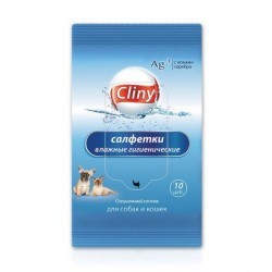 Cliny Салфетки влажные гигиенические для собак и кошек. Упаковка 10шт