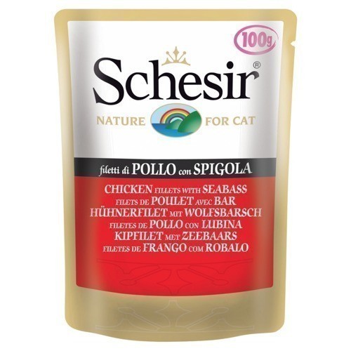 Паучи Schesir Cat (куриное филе, морской окунь) 50 г для кошек