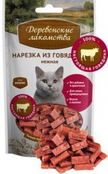 Деревенские лакомства Нарезка из говядины нежная для кошек 45г
