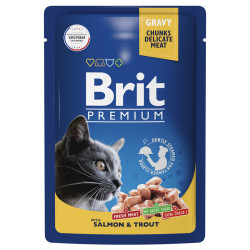  Brit Premium Cat Pouches with Salmon & Trout 100   